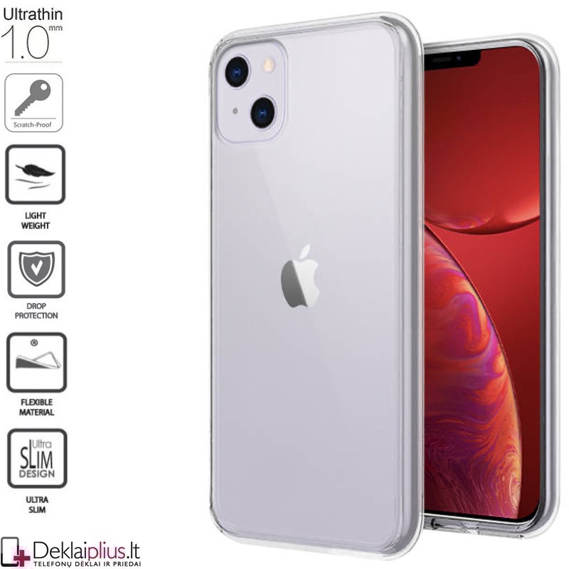 Silikoninis dėklas 1.0 mm storio - permatomas (telefonui Apple Iphone 13 Mini) Silikoninis dėklas 1.0 mm storio - permatomas (telefonui Apple Iphone 13 Mini)
